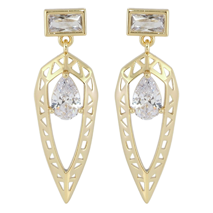 Серьги Xuping JEAN GOUJON Позолота 14K пусеты Декоративные подвески с фианитами фото №3