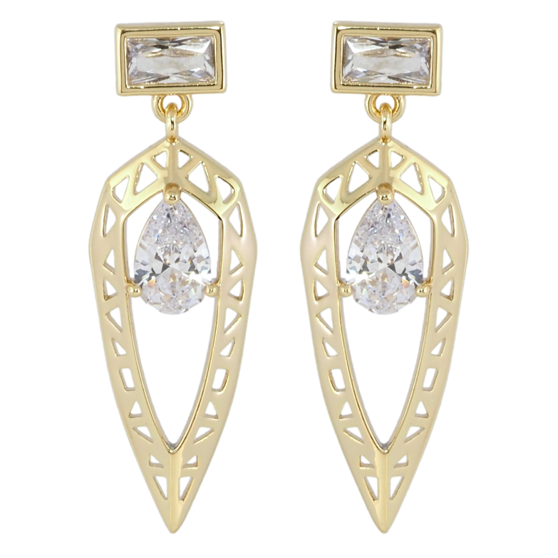 Серьги Xuping JEAN GOUJON Позолота 14K пусеты Декоративные подвески с фианитами фото №1