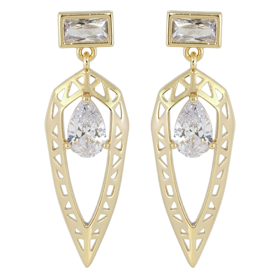 Серьги Xuping JEAN GOUJON Позолота 14K пусеты Декоративные подвески с фианитами фото №1