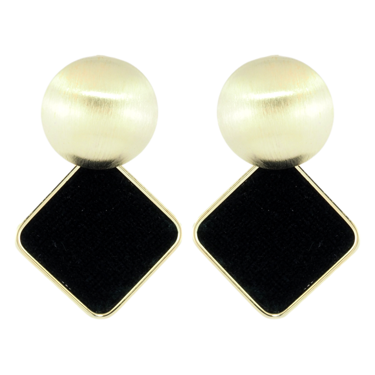 Серьги Xuping JEAN GOUJON Позолота 14K пусеты Подвески с черными бархатными ромбами фото №16