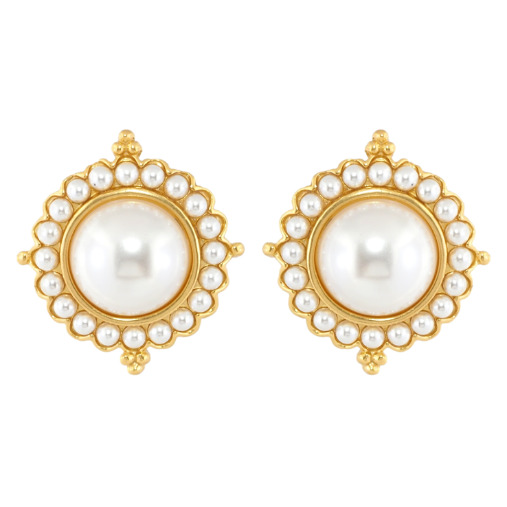 Серьги Xuping JEAN GOUJON Позолота 14K пусеты Жемчужный узор фото №24