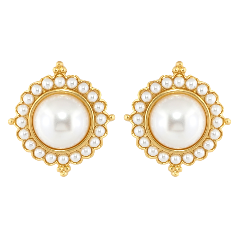 Сережки Xuping JEAN GOUJON Позолота 14K пусети «Перлинний візерунок» фото №1