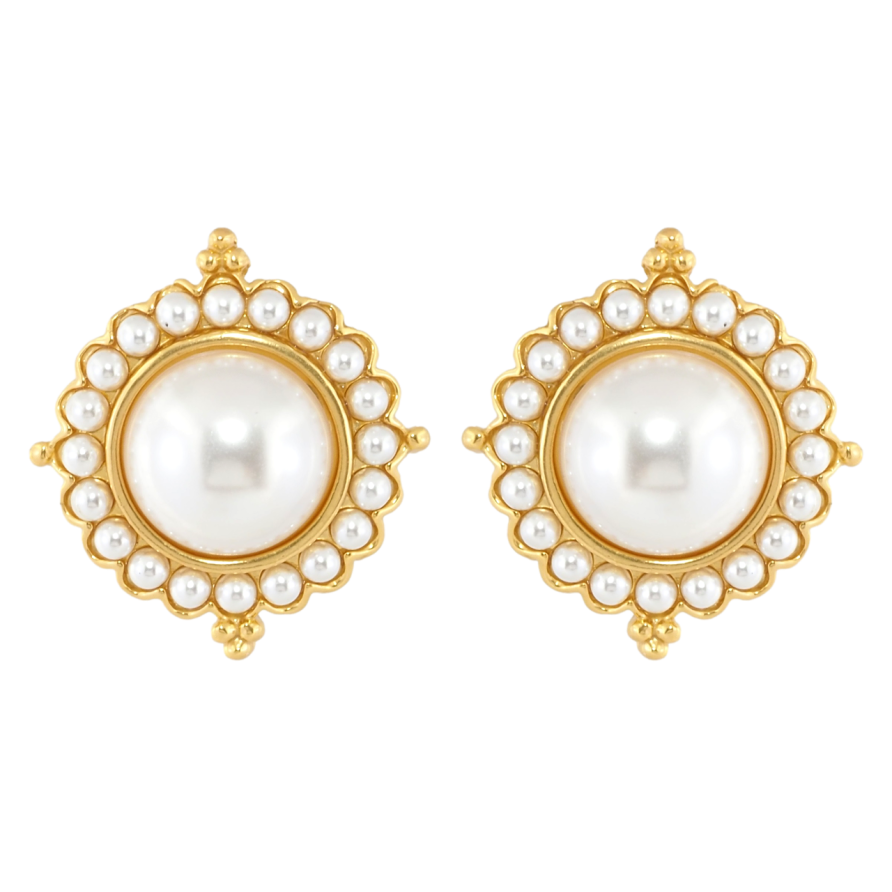 Серьги Xuping JEAN GOUJON Позолота 14K пусеты Жемчужный узор фото №1