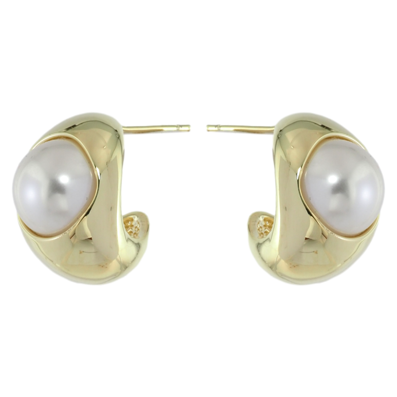 Серьги Xuping JEAN GOUJON Позолота 14K пусеты Декоративные дуги с жемчужинами фото №1