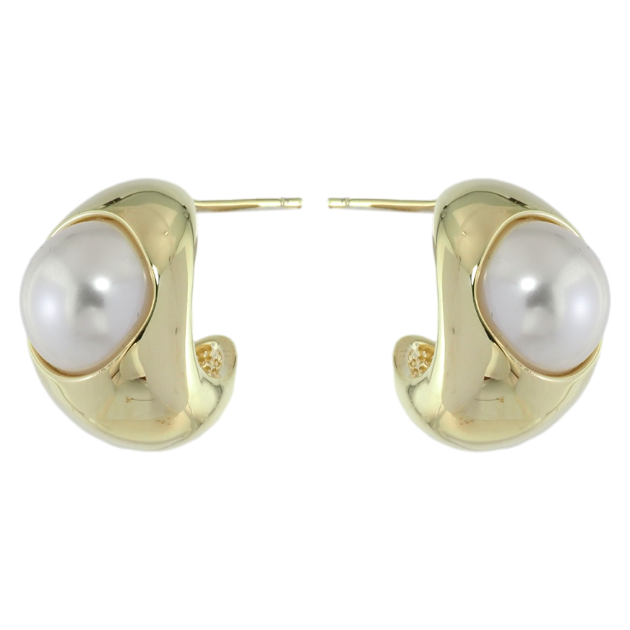 Серьги Xuping JEAN GOUJON Позолота 14K пусеты Декоративные дуги с жемчужинами фото №1