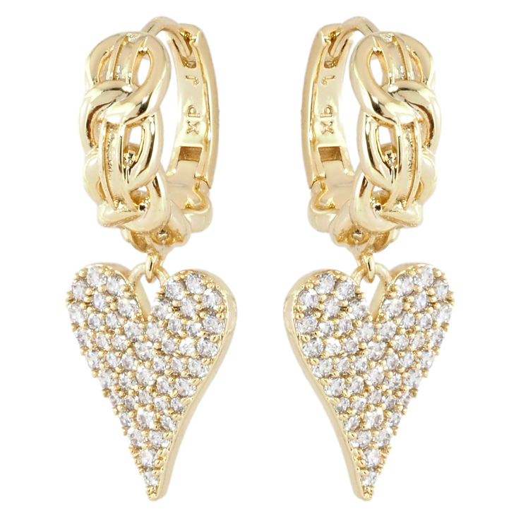 Серьги Xuping JEAN GOUJON Позолота 14K подвески на колечках Сердечки с инкрустацией цирконием фото №5
