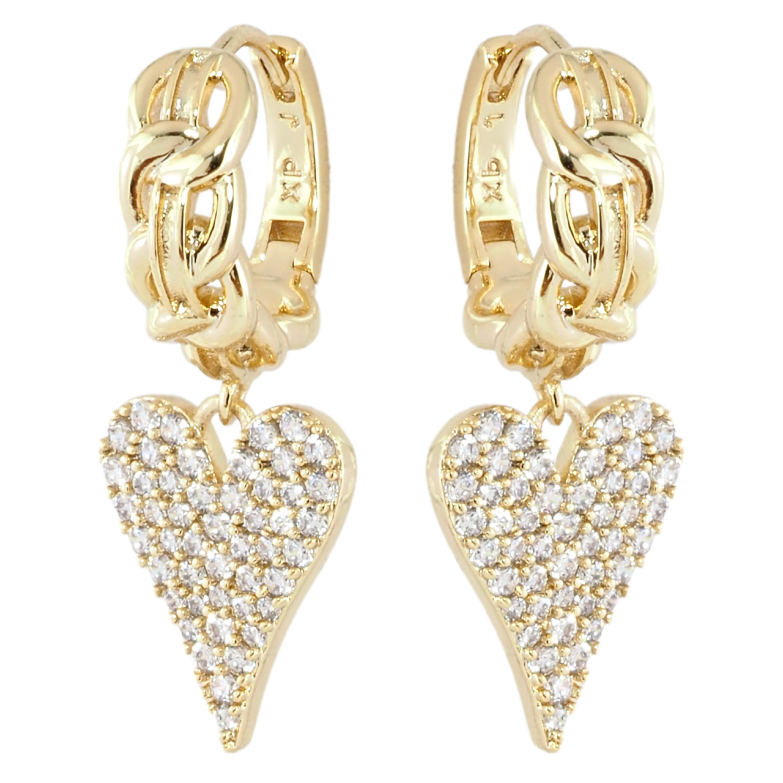 Серьги Xuping JEAN GOUJON Позолота 14K подвески на колечках Сердечки с инкрустацией цирконием фото №1