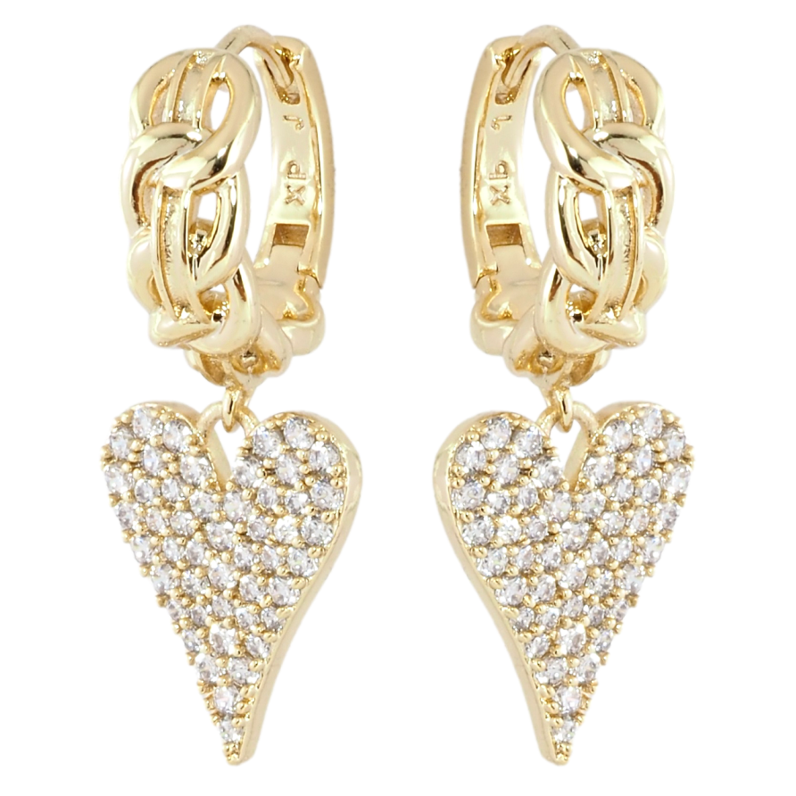 Серьги Xuping JEAN GOUJON Позолота 14K подвески на колечках Сердечки с инкрустацией цирконием фото №1