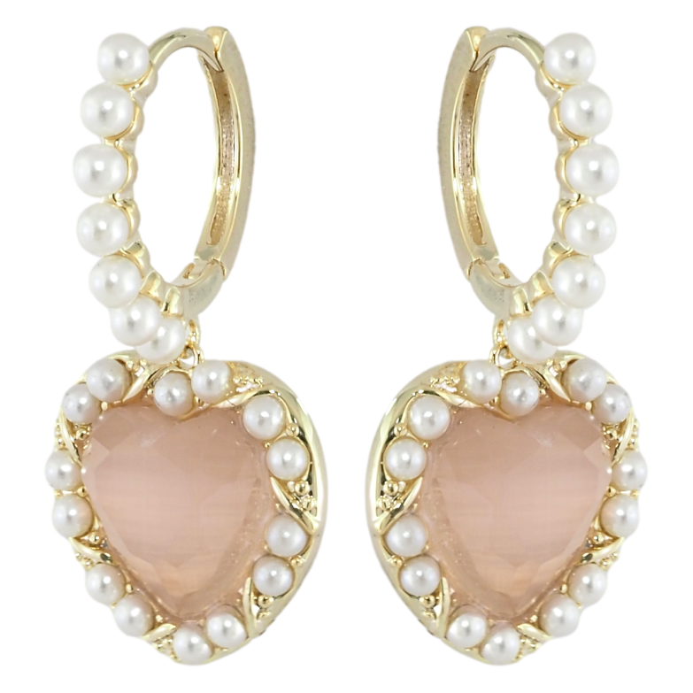 Серьги Xuping JEAN GOUJON Позолота 14K подвески на колечках Сердечки с жемчужинками фото №21