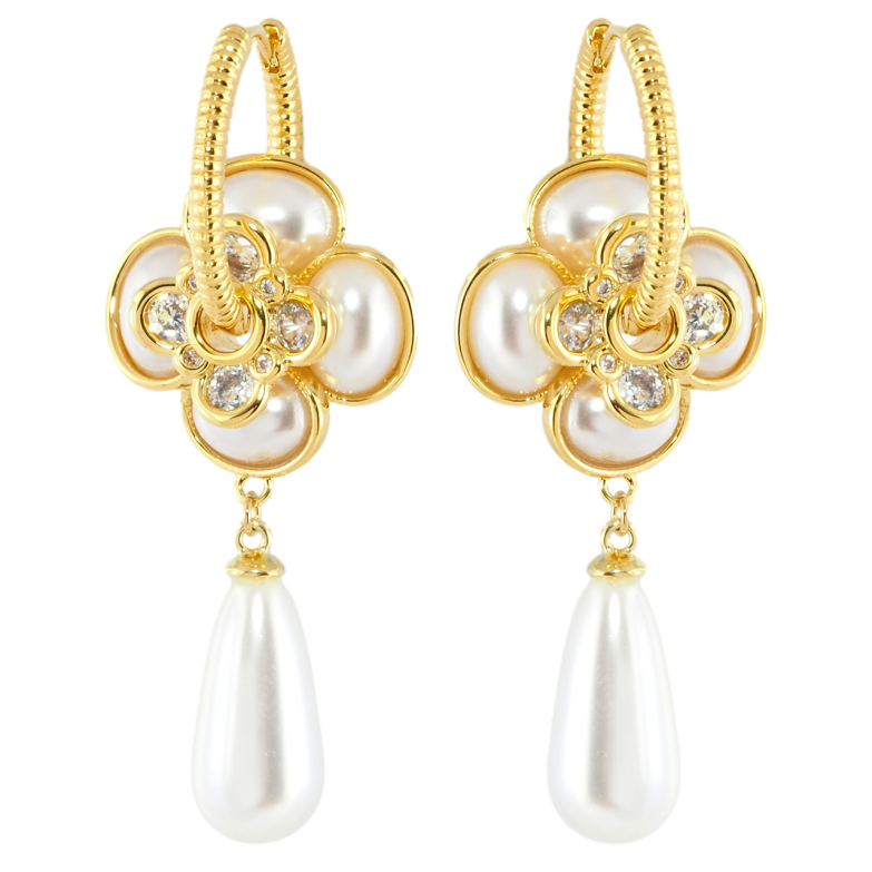 Сережки Xuping JEAN GOUJON Позолота 14K підвіски на колечках «Декоративні перлинні підвіски» 2 в 1 фото №1