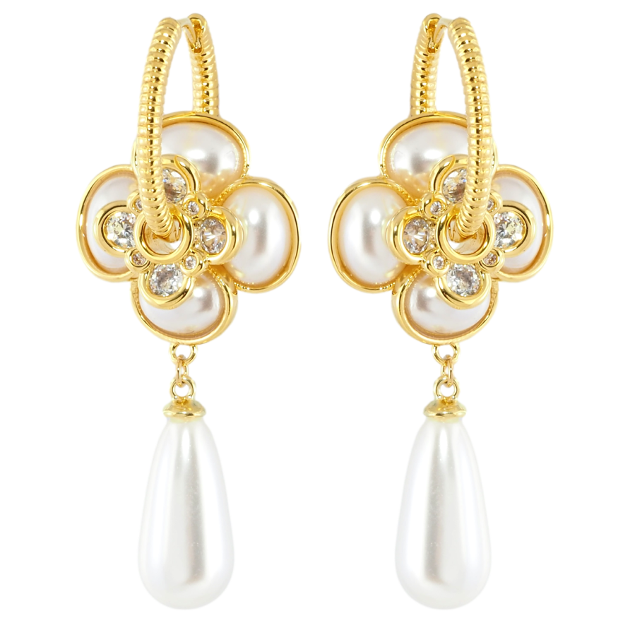 Серьги Xuping JEAN GOUJON Позолота 14K подвески на колечках Декоративные жемчужные подвески 2 в 1 фото №1