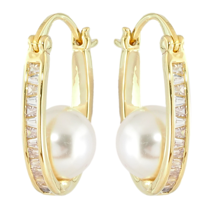 Серьги Xuping JEAN GOUJON Позолота 14K замок-булавка Дорожки циркония с жемчужинами фото №8