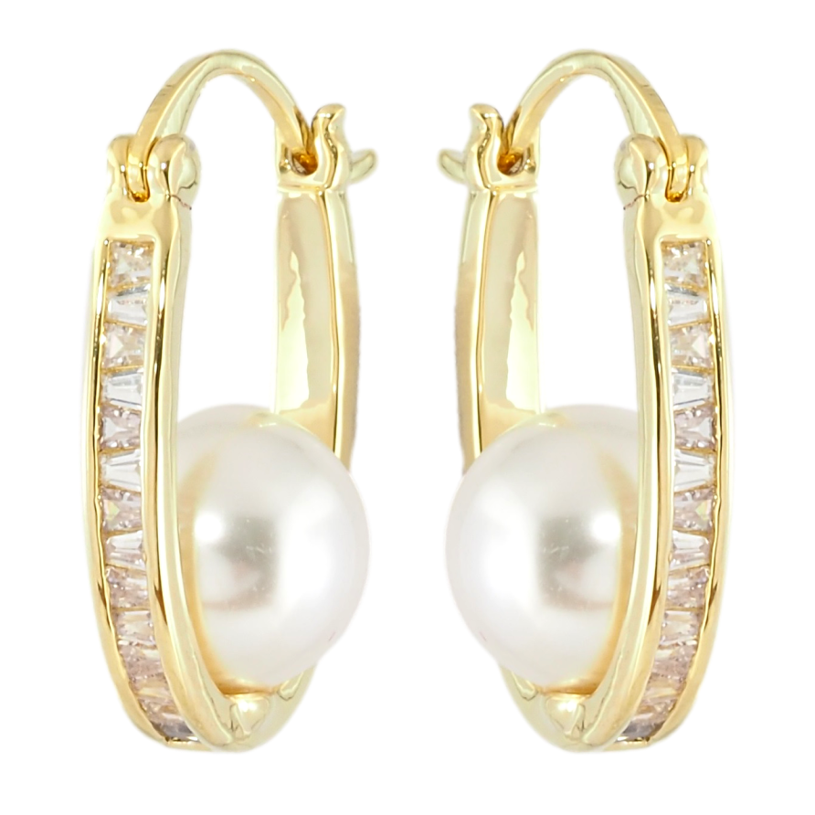 Серьги Xuping JEAN GOUJON Позолота 14K замок-булавка Дорожки циркония с жемчужинами фото №1