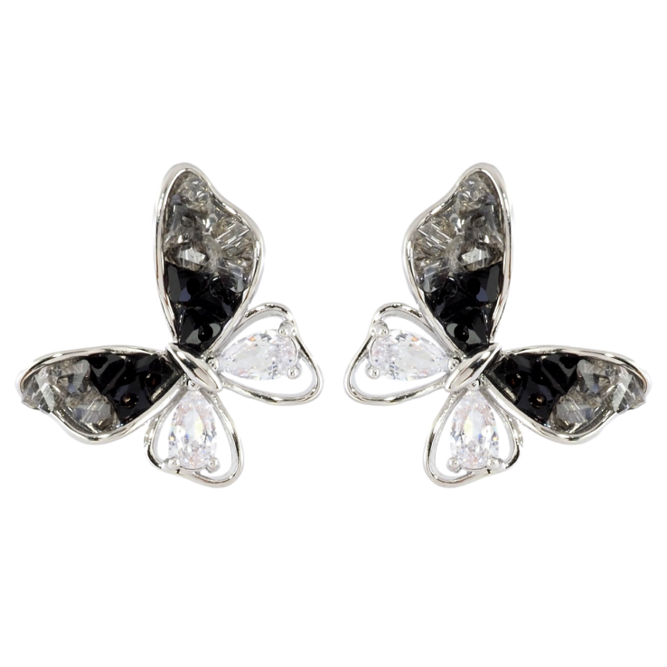 Серьги Xuping JEAN GOUJON Родий пусеты Черно-белые бабочки фото №17