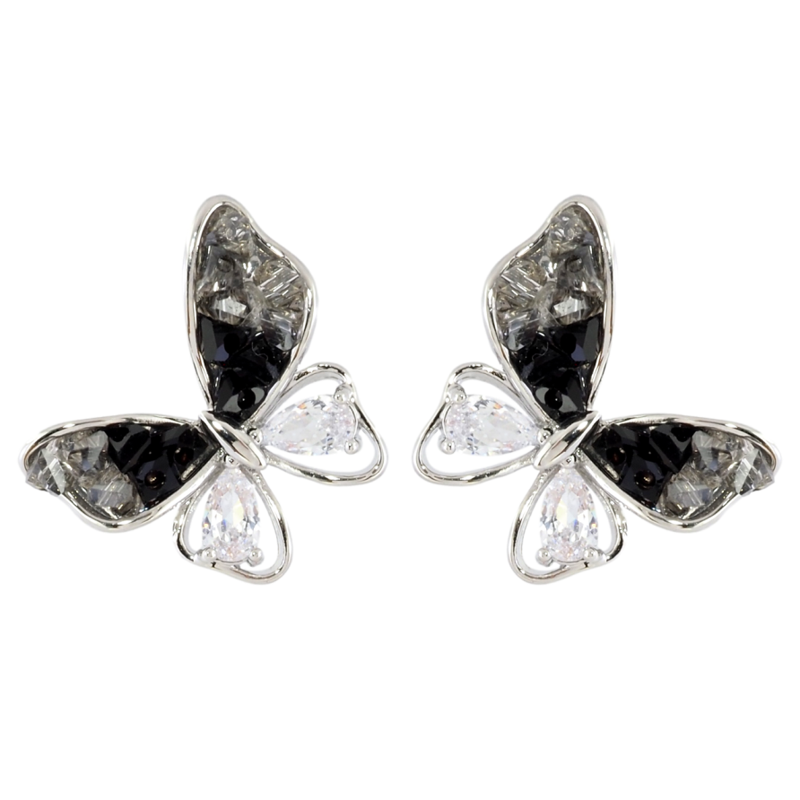 Серьги Xuping JEAN GOUJON Родий пусеты Черно-белые бабочки фото №1