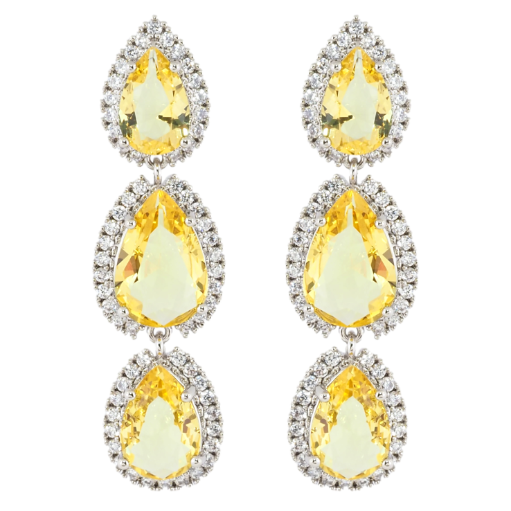 Серьги Xuping JEAN GOUJON Родий пусеты Кристальные подвески с желтыми фианитами и цирконием фото №12 Серьги Xuping JEAN GOUJON Родий пусеты Кристальные подвески с желтыми фианитами и цирконием фото №12
