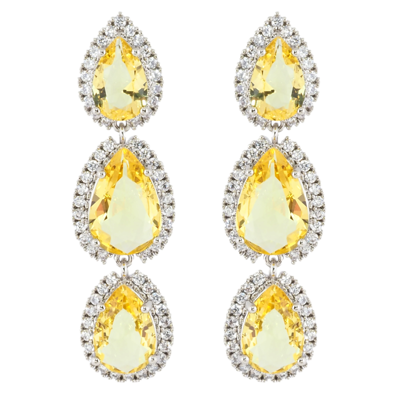 Серьги Xuping JEAN GOUJON Родий пусеты Кристальные подвески с желтыми фианитами и цирконием фото №1 Серьги Xuping JEAN GOUJON Родий пусеты Кристальные подвески с желтыми фианитами и цирконием фото №1