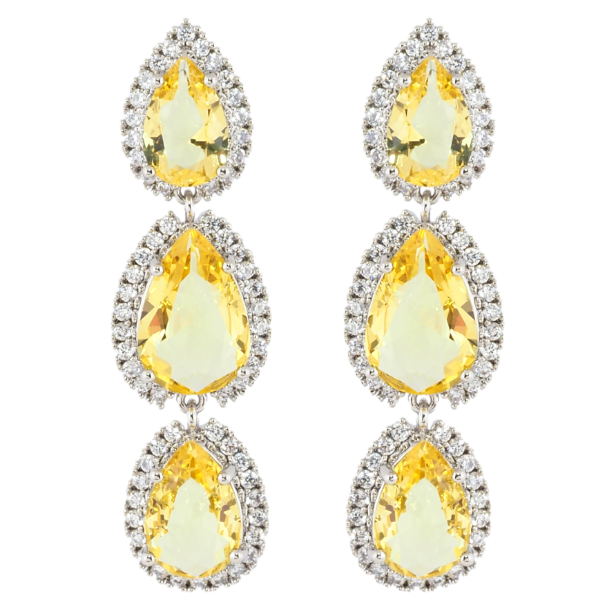 Серьги Xuping JEAN GOUJON Родий пусеты Кристальные подвески с желтыми фианитами и цирконием фото №1