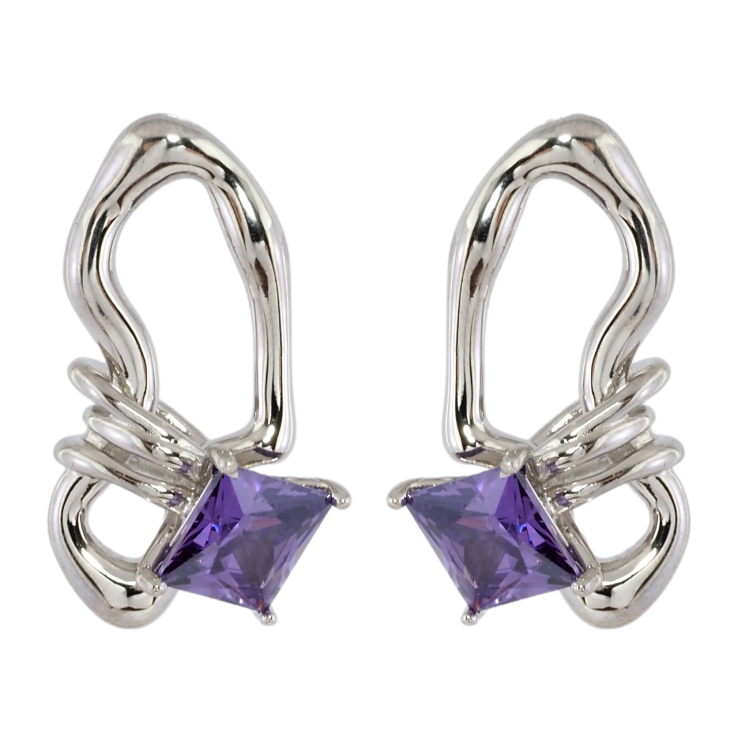 Серьги Xuping JEAN GOUJON Родий пусеты Декоративный узор с сиреневыми фианитами фото №13 Серьги Xuping JEAN GOUJON Родий пусеты Декоративный узор с сиреневыми фианитами фото №13
