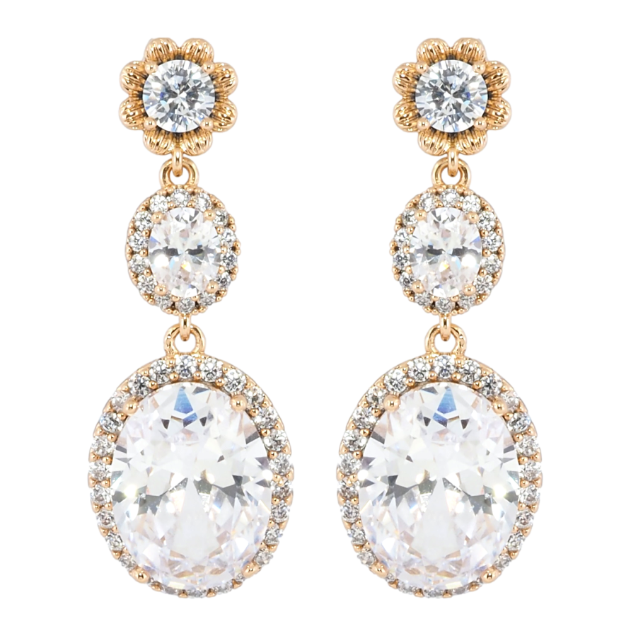 Серьги Xuping JEAN GOUJON Позолота 18К пусеты Кристальные подвески фото №1