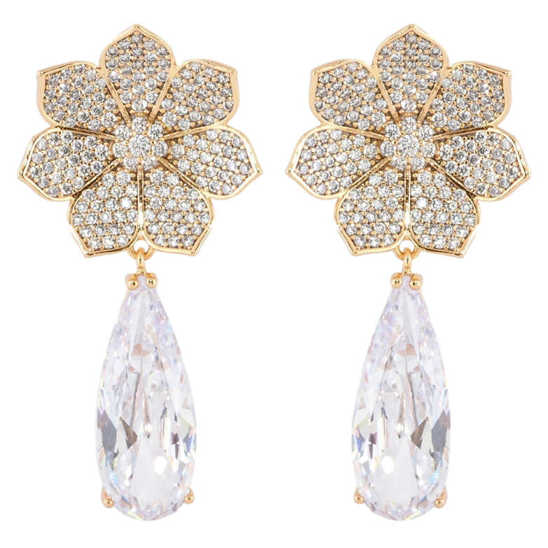 Сережки Xuping JEAN GOUJON Позолота 18К пусети «Квіточки з інкрустацією цирконієм та підвісками фіаніт» фото №1 Сережки Xuping JEAN GOUJON Позолота 18К пусети «Квіточки з інкрустацією цирконієм та підвісками фіаніт» фото №1