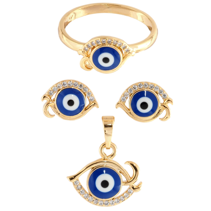 Набір Xuping Позолота 18K Сережки Кулон колечки Оберіг Око Фатіми фото №4 Набір Xuping Позолота 18K Сережки Кулон колечки Оберіг Око Фатіми фото №4
