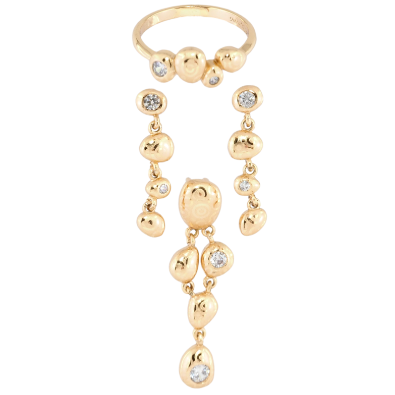 Набір Xuping Позолота 18K Сережки Кулон Каблучка Декоративні підвіски з напиленням фото №1 Набір Xuping Позолота 18K Сережки Кулон Каблучка Декоративні підвіски з напиленням фото №1