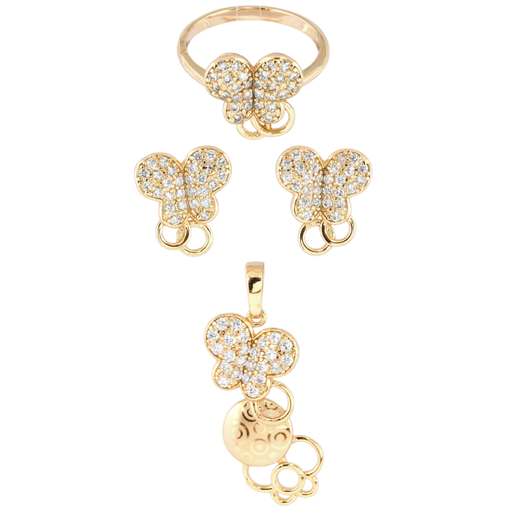 Набір Xuping Позолота 18K Сережки Кулон Каблучка Вальс метеликів фото №17 Набір Xuping Позолота 18K Сережки Кулон Каблучка Вальс метеликів фото №17