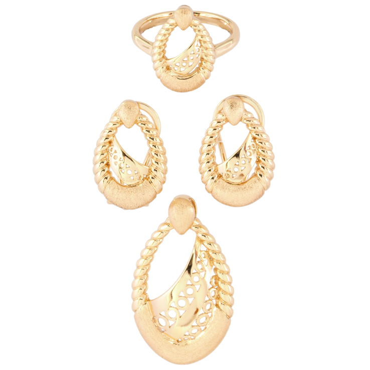 Набір Xuping Позолота 18K Сережки Кулон Каблучка Декоративна петелька маленьке вушко в кулоні; Каблучка фото №15 Набір Xuping Позолота 18K Сережки Кулон Каблучка Декоративна петелька маленьке вушко в кулоні; Каблучка фото №15