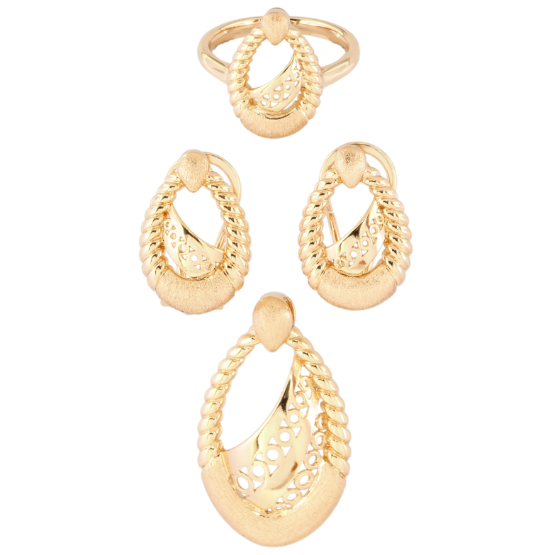Набір Xuping Позолота 18K Сережки Кулон Каблучка Декоративна петелька маленьке вушко в кулоні; Каблучка фото №2 Набір Xuping Позолота 18K Сережки Кулон Каблучка Декоративна петелька маленьке вушко в кулоні; Каблучка фото №2