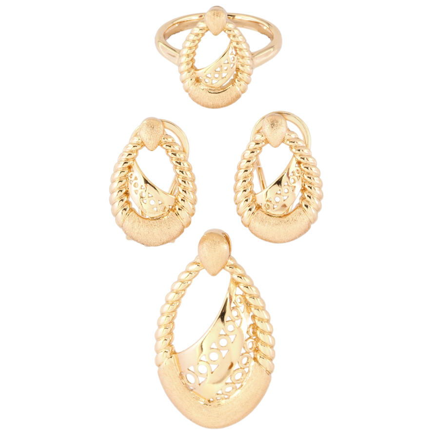 Набір Xuping Позолота 18K Сережки Кулон Каблучка Декоративна петелька маленьке вушко в кулоні; Каблучка фото №1 Набір Xuping Позолота 18K Сережки Кулон Каблучка Декоративна петелька маленьке вушко в кулоні; Каблучка фото №1