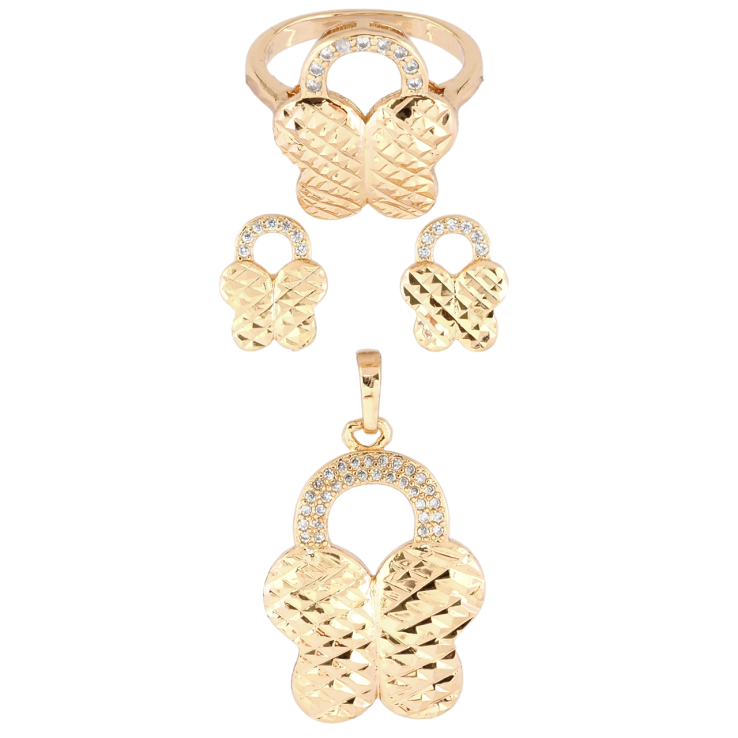 Набір Xuping Позолота 18K Сережки Кулон Каблучка Декоративні метелики фото №16 Набір Xuping Позолота 18K Сережки Кулон Каблучка Декоративні метелики фото №16