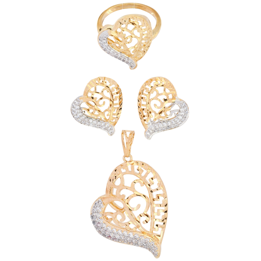 Набір Xuping Позолота + Родій Сережки Кулон Каблучка Серце з цирконієм фото №1