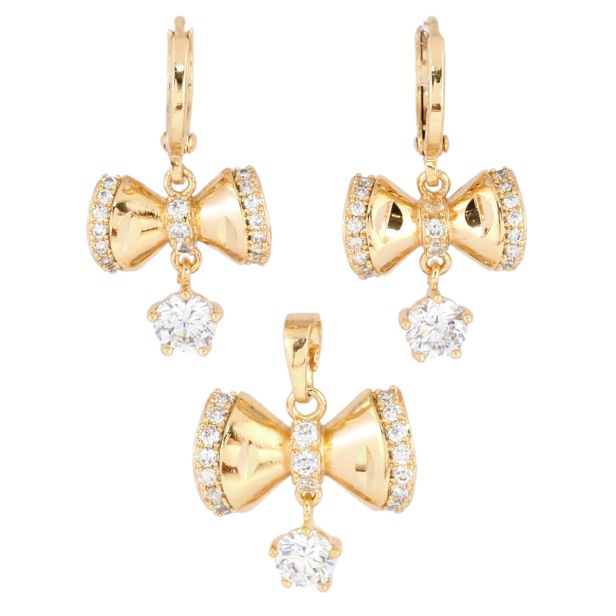 Набор Xuping Позолота 18K Серьги Кулон Банты с цирконием фото №1