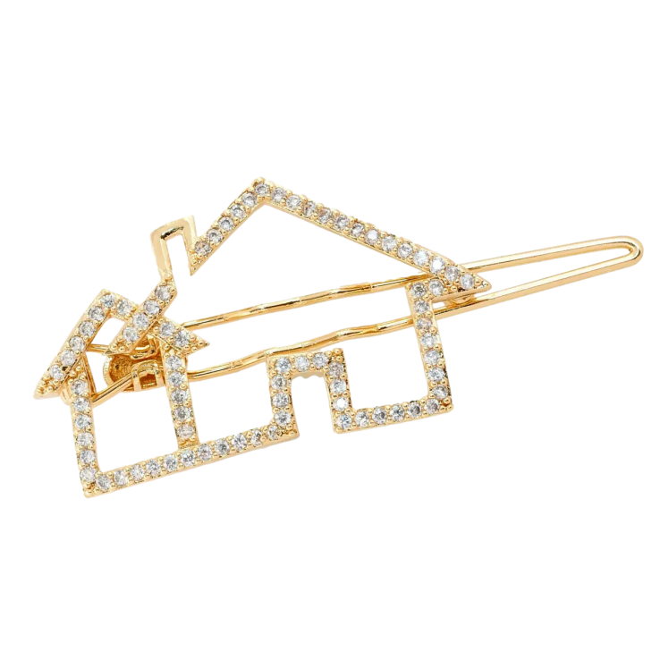 Шпилька Xuping Позолота 18K Будиночок інкрустація цирконієм фото №2 Шпилька Xuping Позолота 18K Будиночок інкрустація цирконієм фото №2