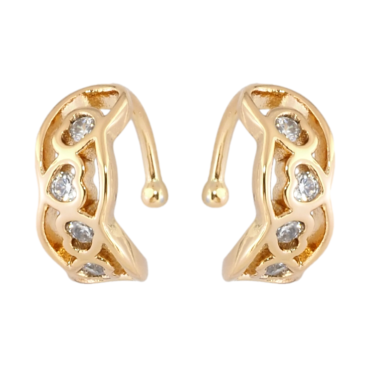 Серьги Xuping Позолота 18K каффы Сердечки с цирконием фото №14 Серьги Xuping Позолота 18K каффы Сердечки с цирконием фото №14