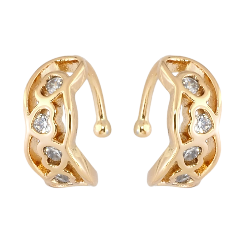 Серьги Xuping Позолота 18K каффы Сердечки с цирконием фото №11