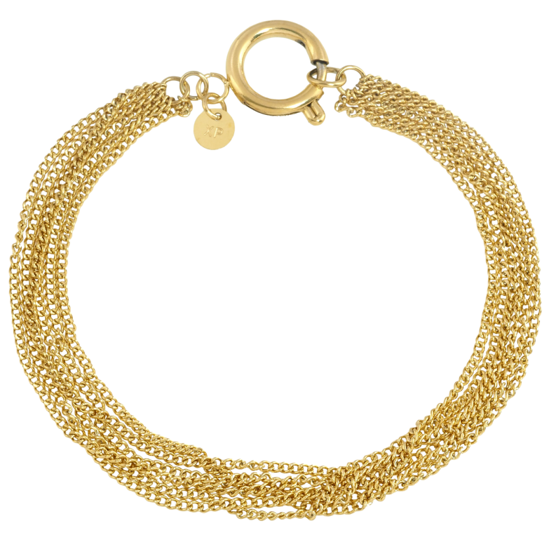 Браслет Xuping ТТМ Stainless Steel цвет 14K Пучок цепочек размер 18см х 9мм фото №1