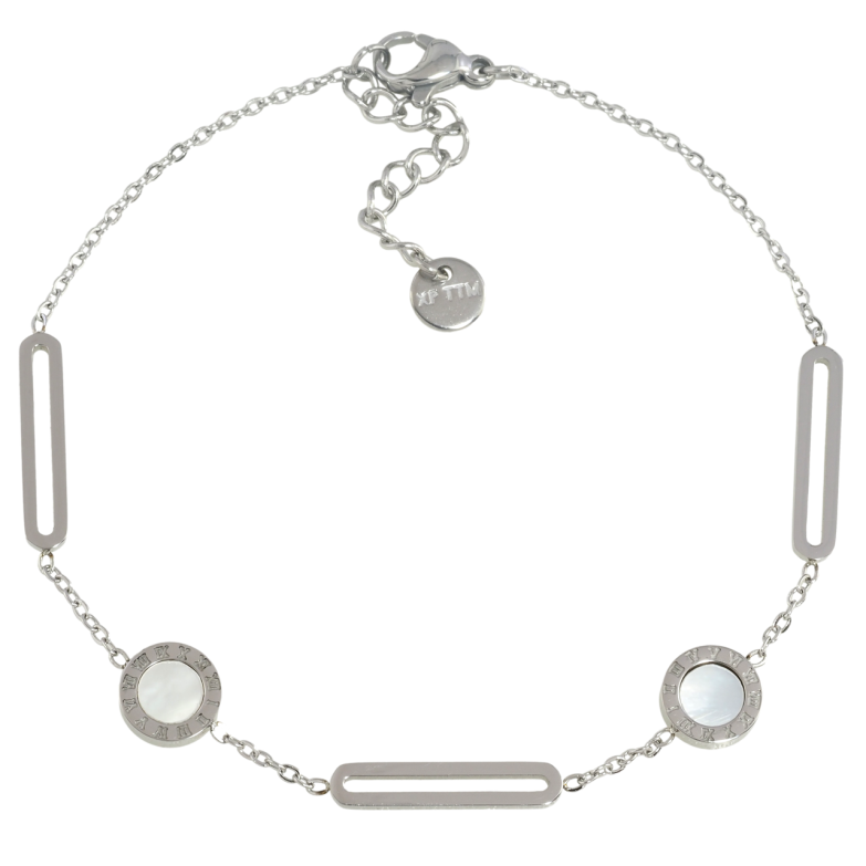 Браслет Xuping ТТМ Stainless Steel колір Родій Ланцюжок з вставками розмір з доп.ланцюгом 19.5-22.5см х 1.5мм фото №1