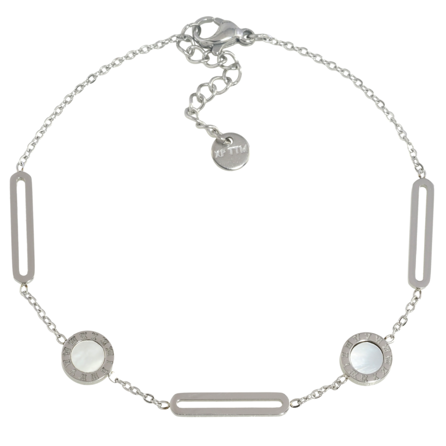 Браслет Xuping ТТМ Stainless Steel колір Родій Ланцюжок з вставками розмір з доп.ланцюгом 19.5-22.5см х 1.5мм фото №1