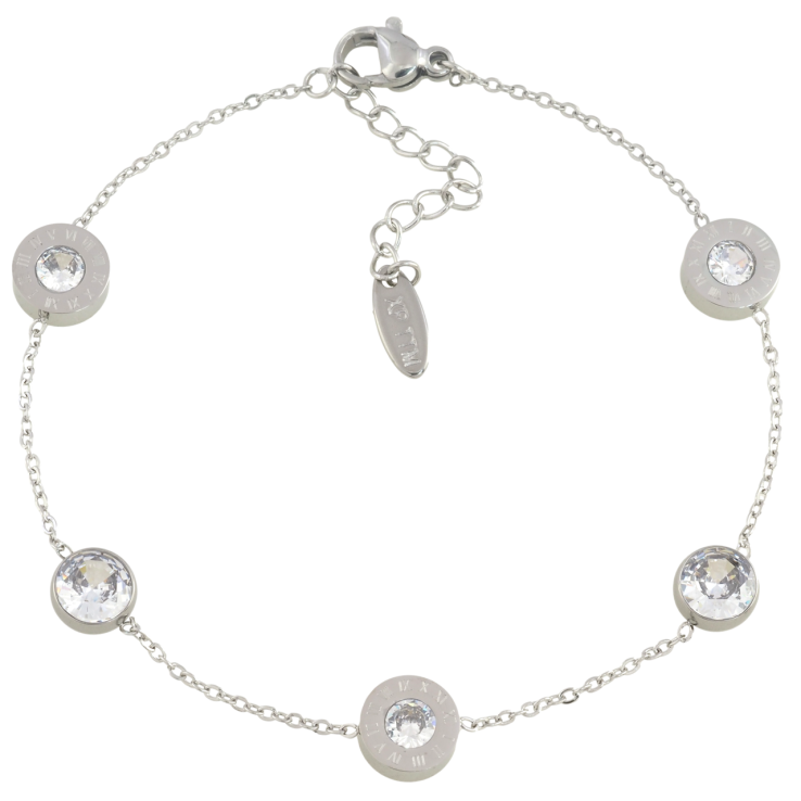 Браслет Xuping ТТМ Stainless Steel колір Родій Ланцюжок з вставками з доп.ланцюгом 19-22см х 1мм фото №6