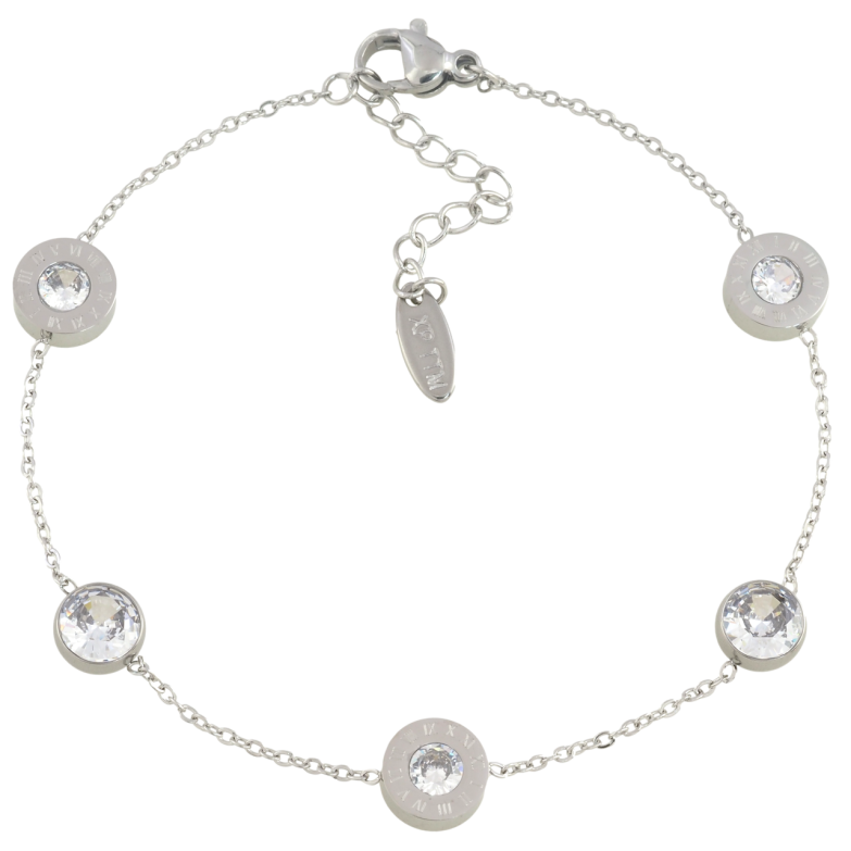 Браслет Xuping ТТМ Stainless Steel колір Родій Ланцюжок з вставками з доп.ланцюгом 19-22см х 1мм фото №1