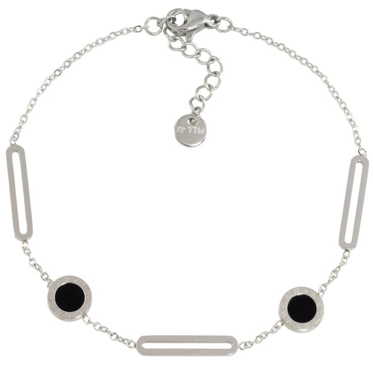 Браслет Xuping ТТМ Stainless Steel колір Родій Ланцюжок з вставками з доп.ланцюгом 19.5-22.5см х 1.5мм фото №5