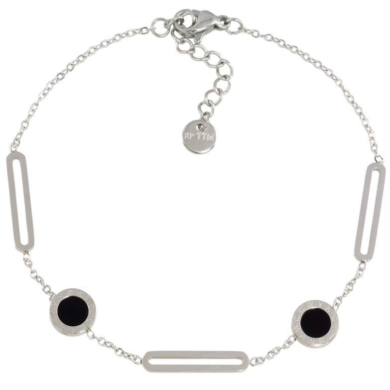 Браслет Xuping ТТМ Stainless Steel колір Родій Ланцюжок з вставками з доп.ланцюгом 19.5-22.5см х 1.5мм фото №1