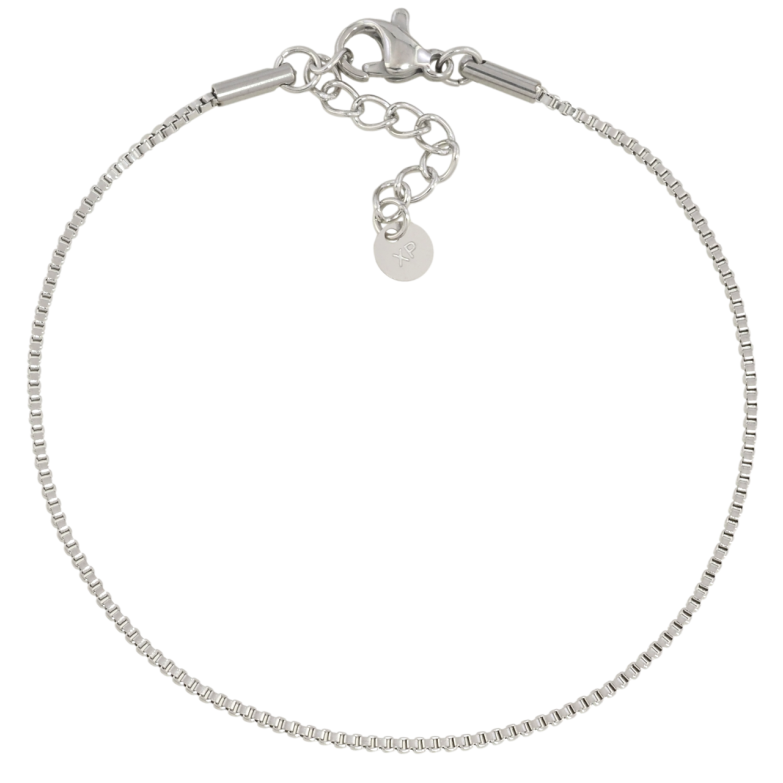 Браслет Xuping ТТМ Stainless Steel колір Родій Ланцюжок Венеціанське плетіння з доп.ланцюгом 18-21см х 1мм фото №1