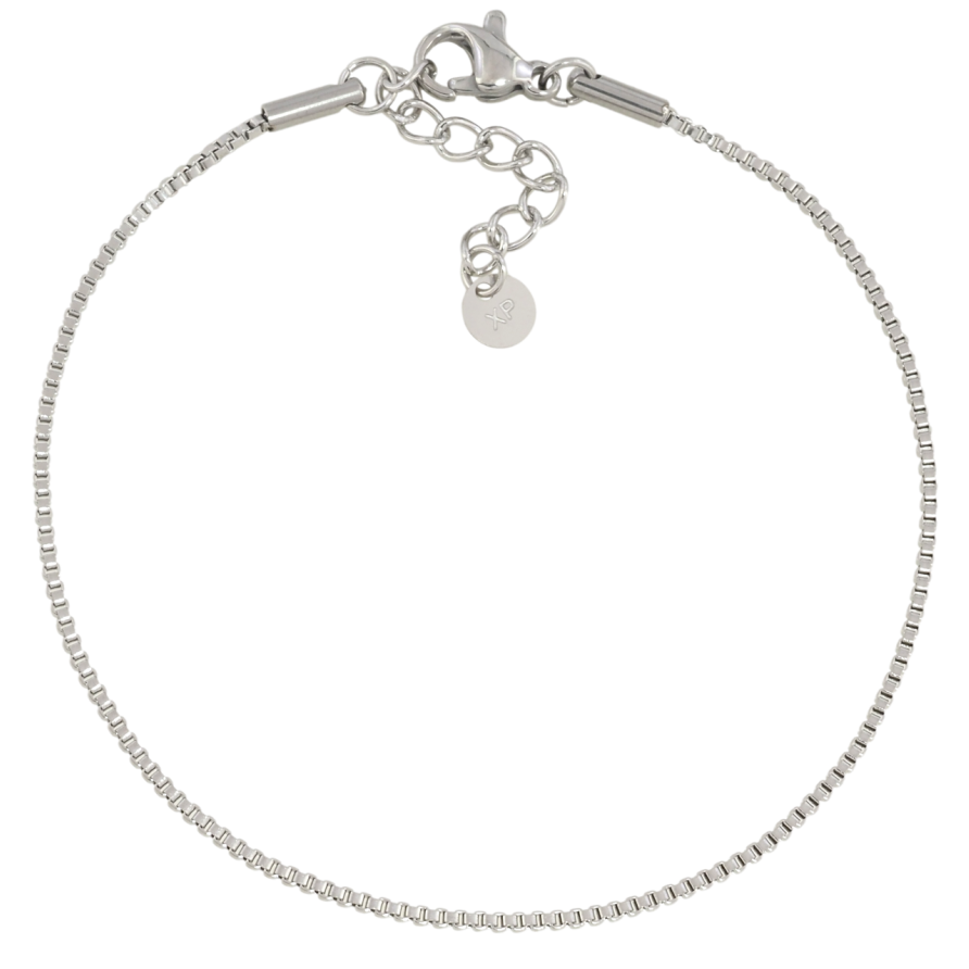 Браслет Xuping ТТМ Stainless Steel колір Родій Ланцюжок Венеціанське плетіння з доп.ланцюгом 18-21см х 1мм фото №1