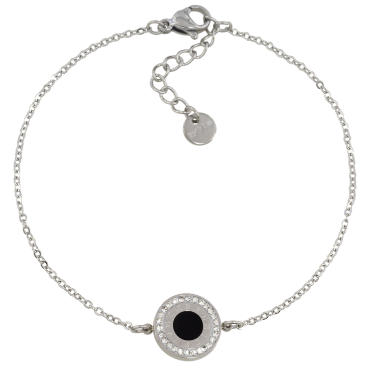 Браслет Xuping ТТМ Stainless Steel колір Родій Ланцюжок з круглою вставкою з доп.ланцюгом 19-22см х 1мм фото №3