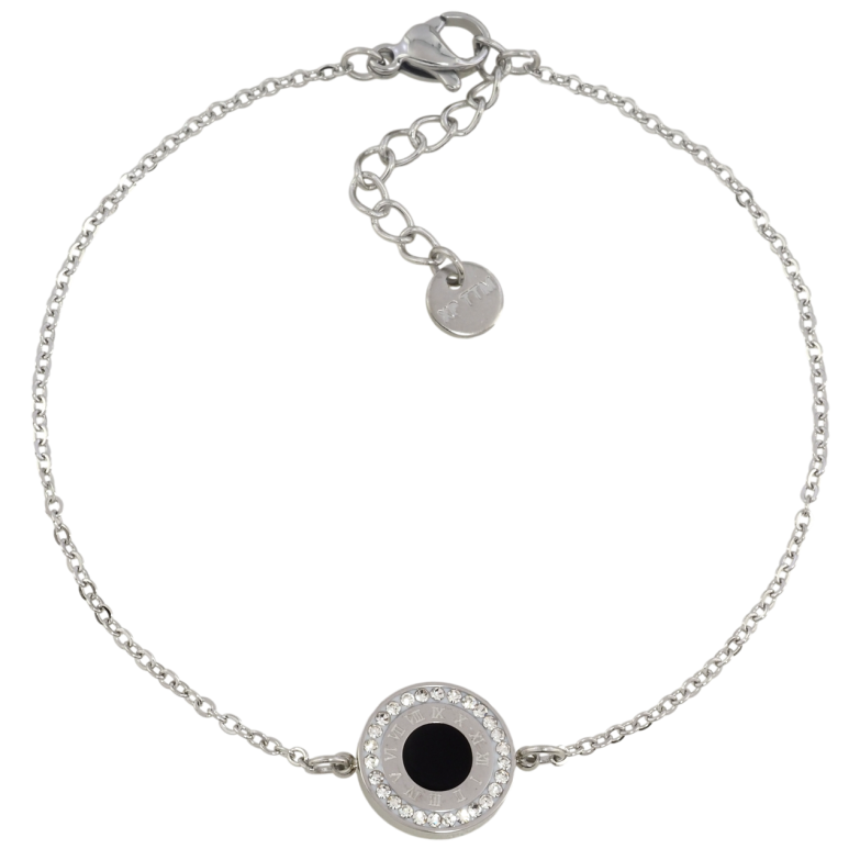 Браслет Xuping ТТМ Stainless Steel колір Родій Ланцюжок з круглою вставкою з доп.ланцюгом 19-22см х 1мм фото №1