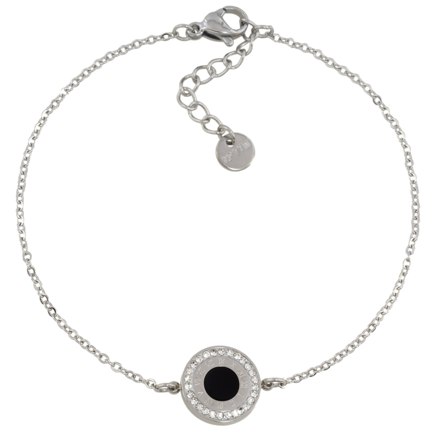 Браслет Xuping ТТМ Stainless Steel колір Родій Ланцюжок з круглою вставкою з доп.ланцюгом 19-22см х 1мм фото №1