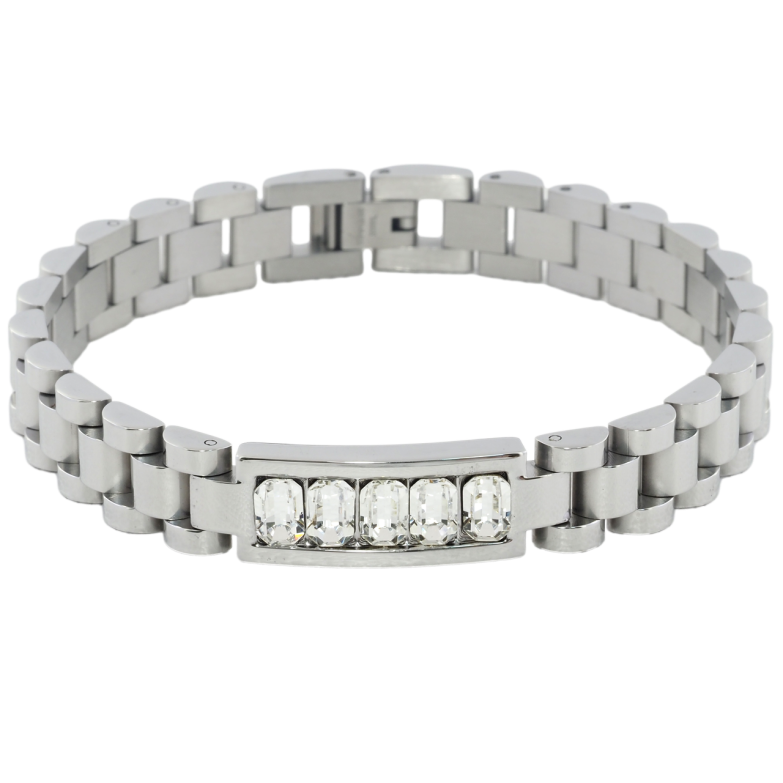 Браслет Xuping ТТМ Stainless Steel колір Родій Вставка з кристалами розмір 20.5см х 10мм фото №1